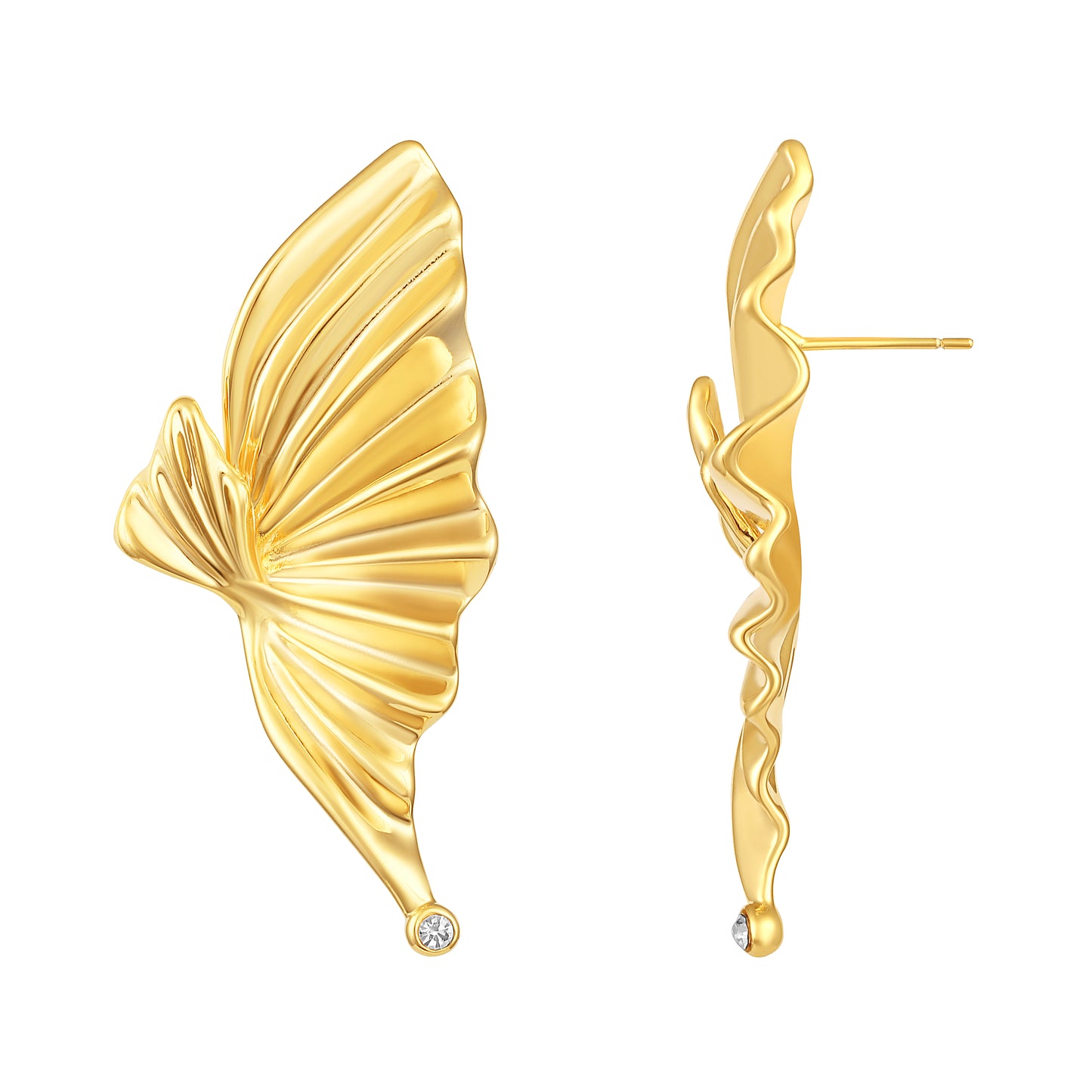 Butterfly Wing 18KT Gold Plated Single Gem Earring