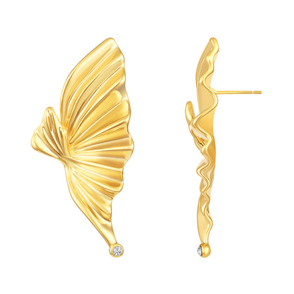 Butterfly Wing 18KT Gold Plated Single Gem Earring
