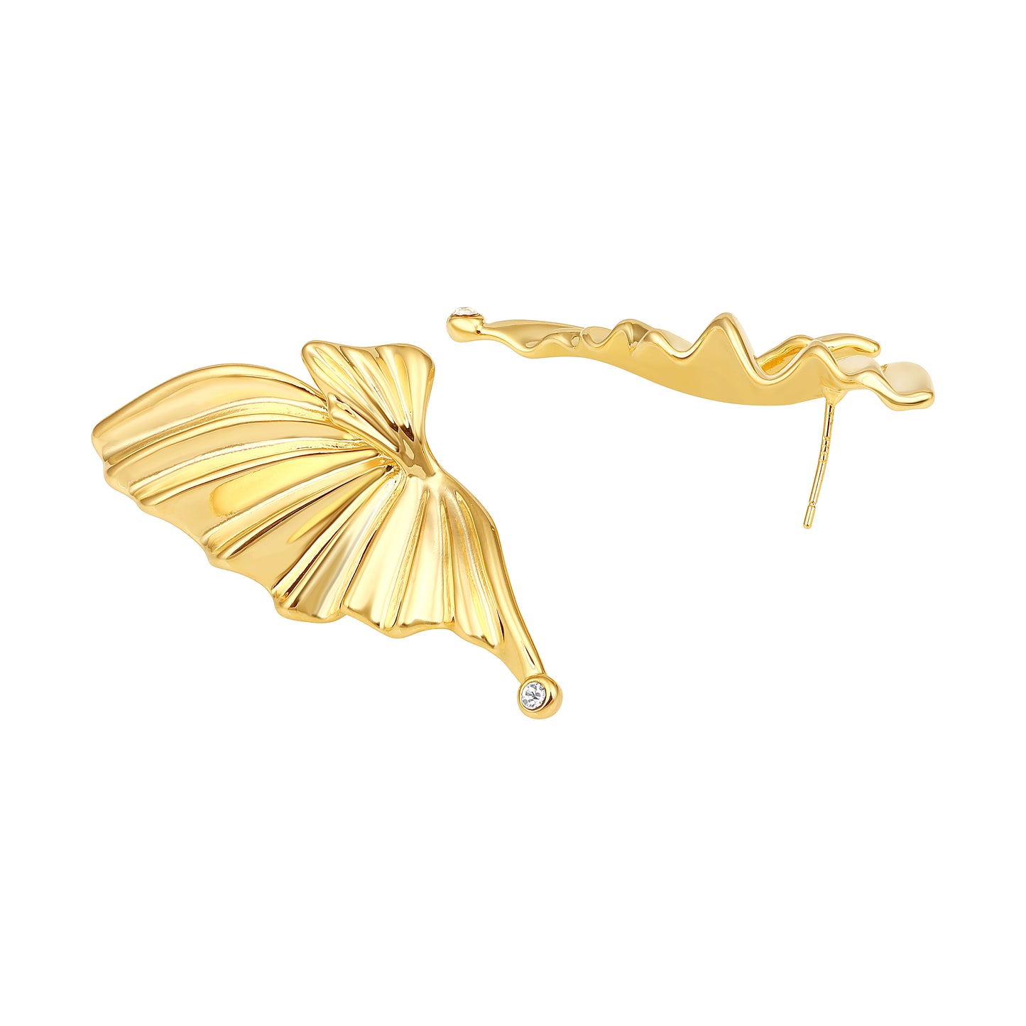 Butterfly Wing 18KT Gold Plated Single Gem Earring
