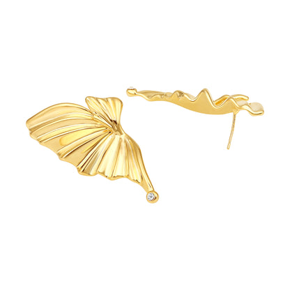 Butterfly Wing 18KT Gold Plated Single Gem Earring