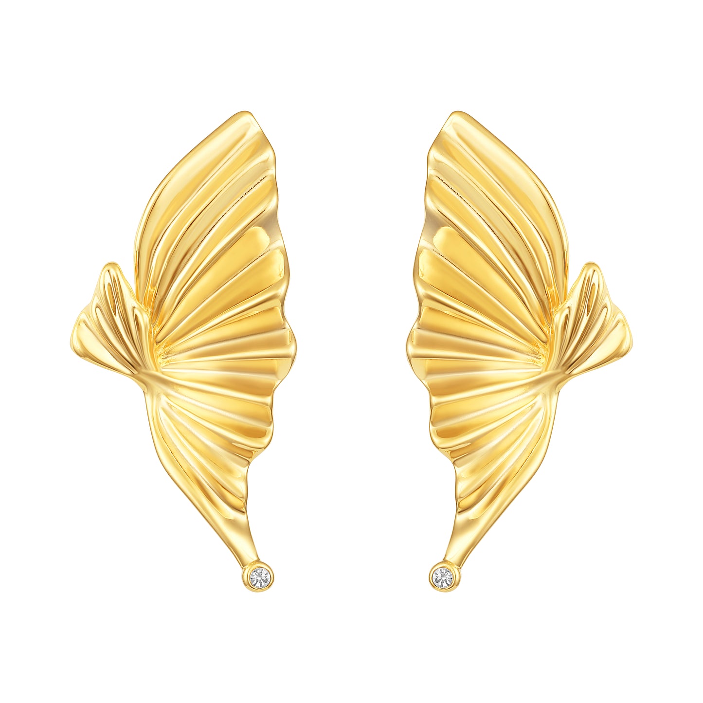 Butterfly Wing 18KT Gold Plated Single Gem Earring