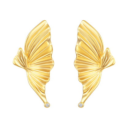 Butterfly Wing 18KT Gold Plated Single Gem Earring