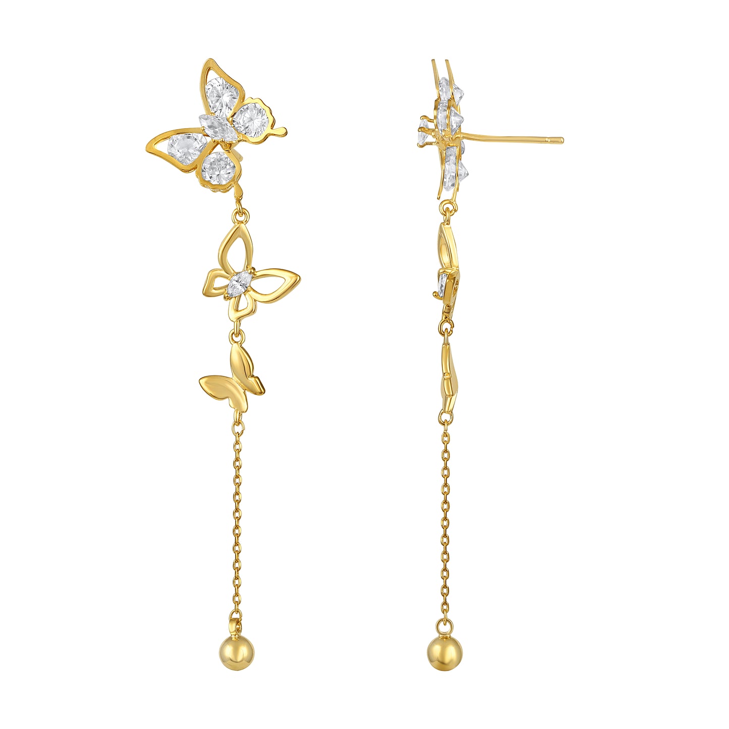 Butterfly Design 18KT Gold Plated Zircon Dangle Earring