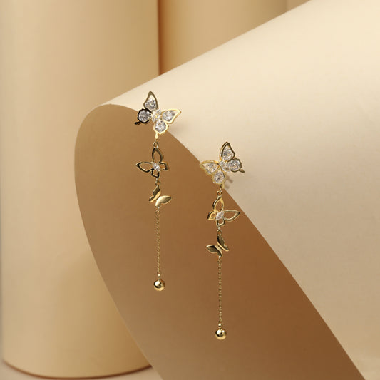 Butterfly Design 18KT Gold Plated Zircon Dangle Earring