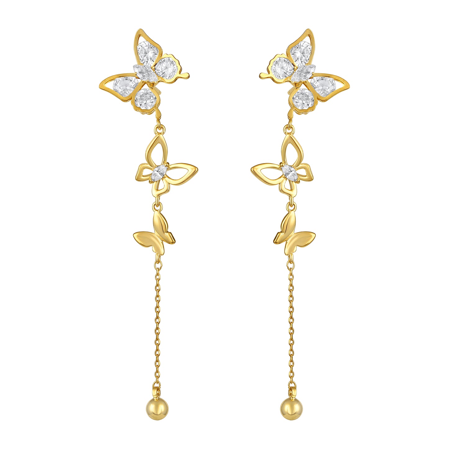Butterfly Design 18KT Gold Plated Zircon Dangle Earring