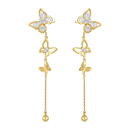Butterfly Design 18KT Gold Plated Zircon Dangle Earring