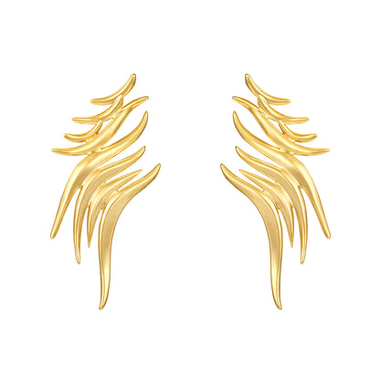 Layers Windy Leaf Design 18KT Gold Plated Drop Earring