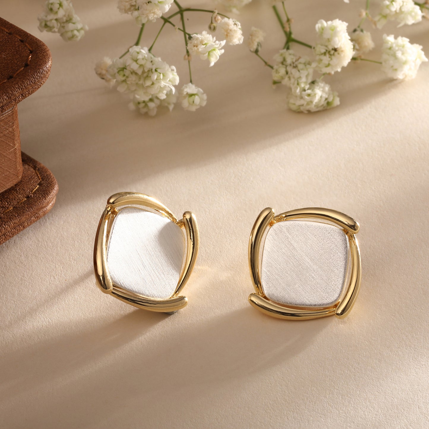 Rectangle Wrap 18KT Gold Plated Zircon Stud Earring