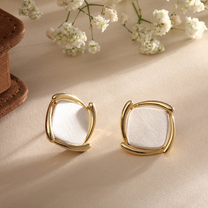 Rectangle Wrap 18KT Gold Plated Zircon Stud Earring