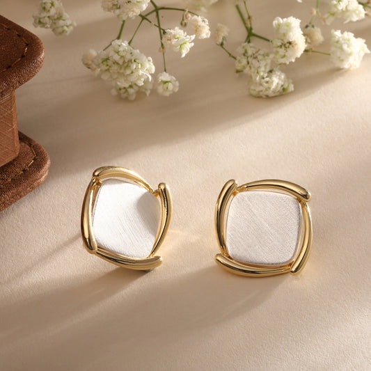 Rectangle Wrap 18KT Gold Plated Zircon Stud Earring