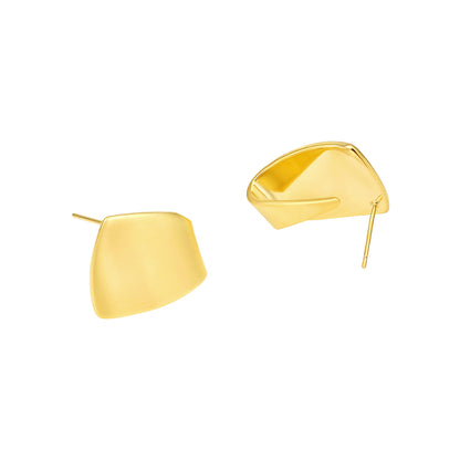 Wide Arc Form Design 18KT Gold Plated Stud Earring