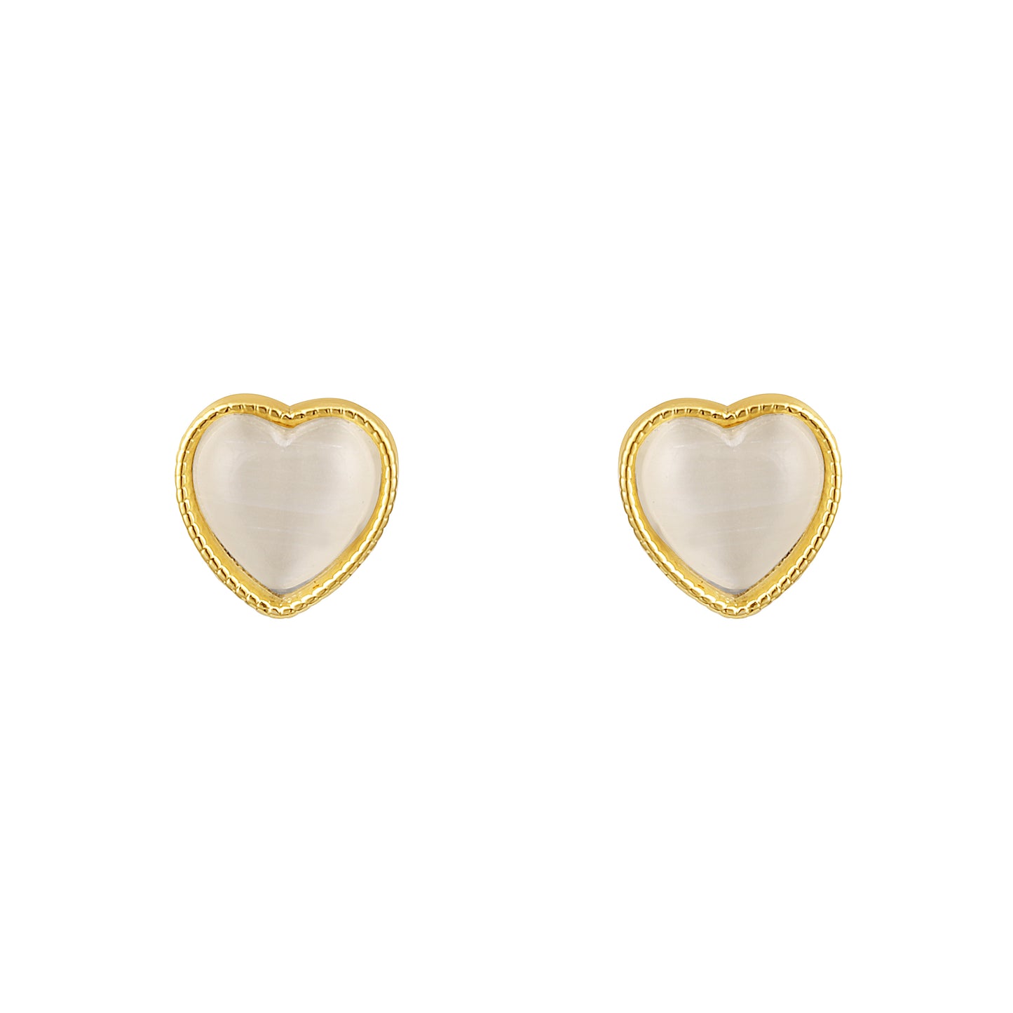 Heart-Stone Triangle Round 18KT Gold Plated Zircon Set Of 3 Stud Earring