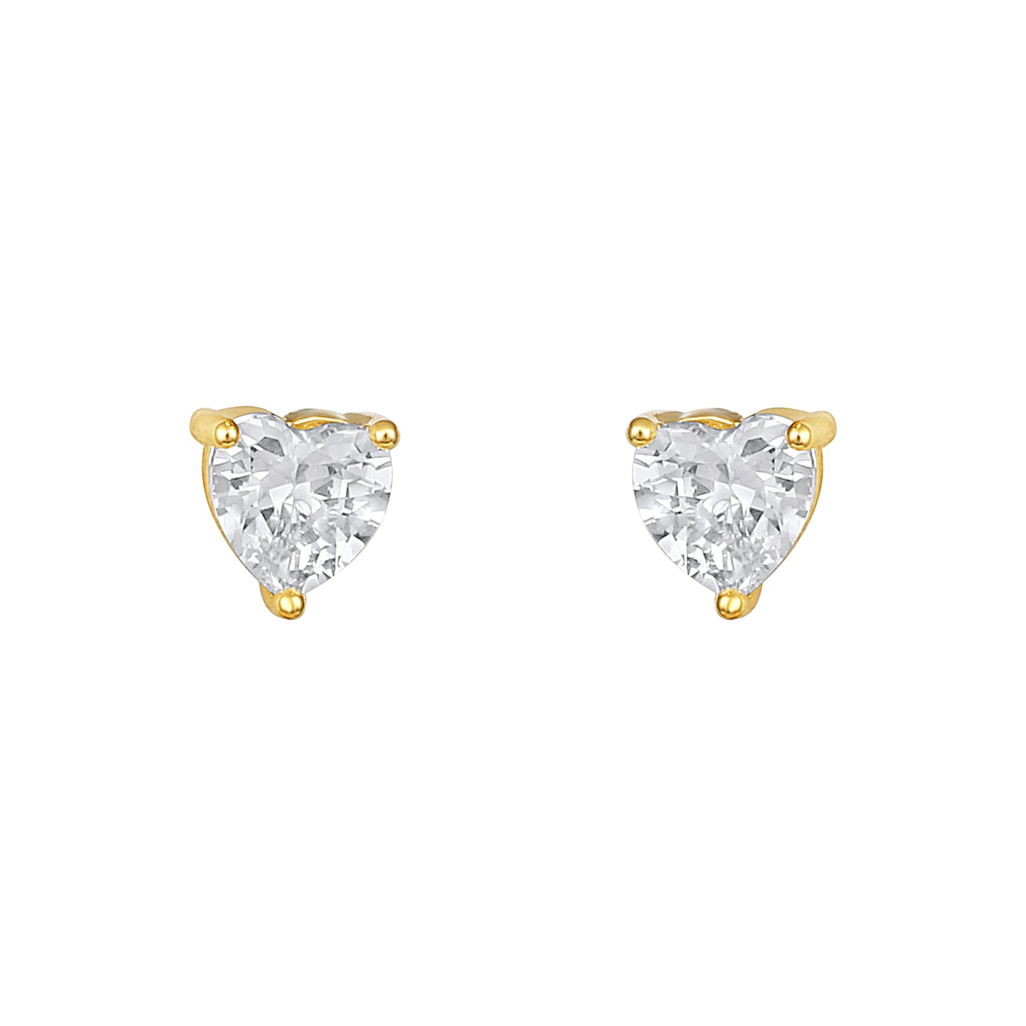 Heart-Stone Triangle Round 18KT Gold Plated Zircon Set Of 3 Stud Earring