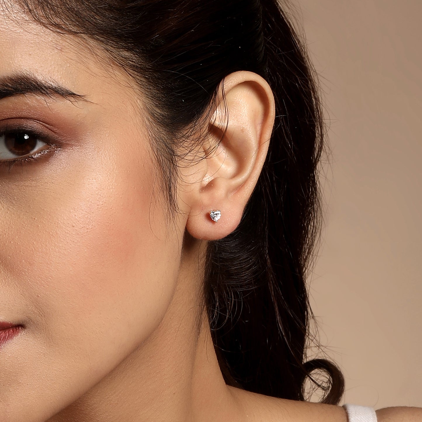 Heart-Stone Triangle Round 18KT Gold Plated Zircon Set Of 3 Stud Earring