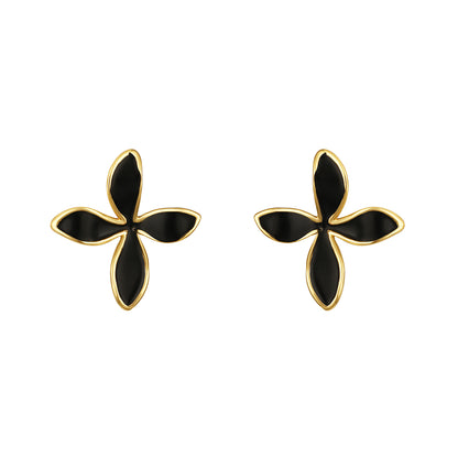 Round and Flower Design 18KT Gold Plated Set Of 3 Stud Earrings