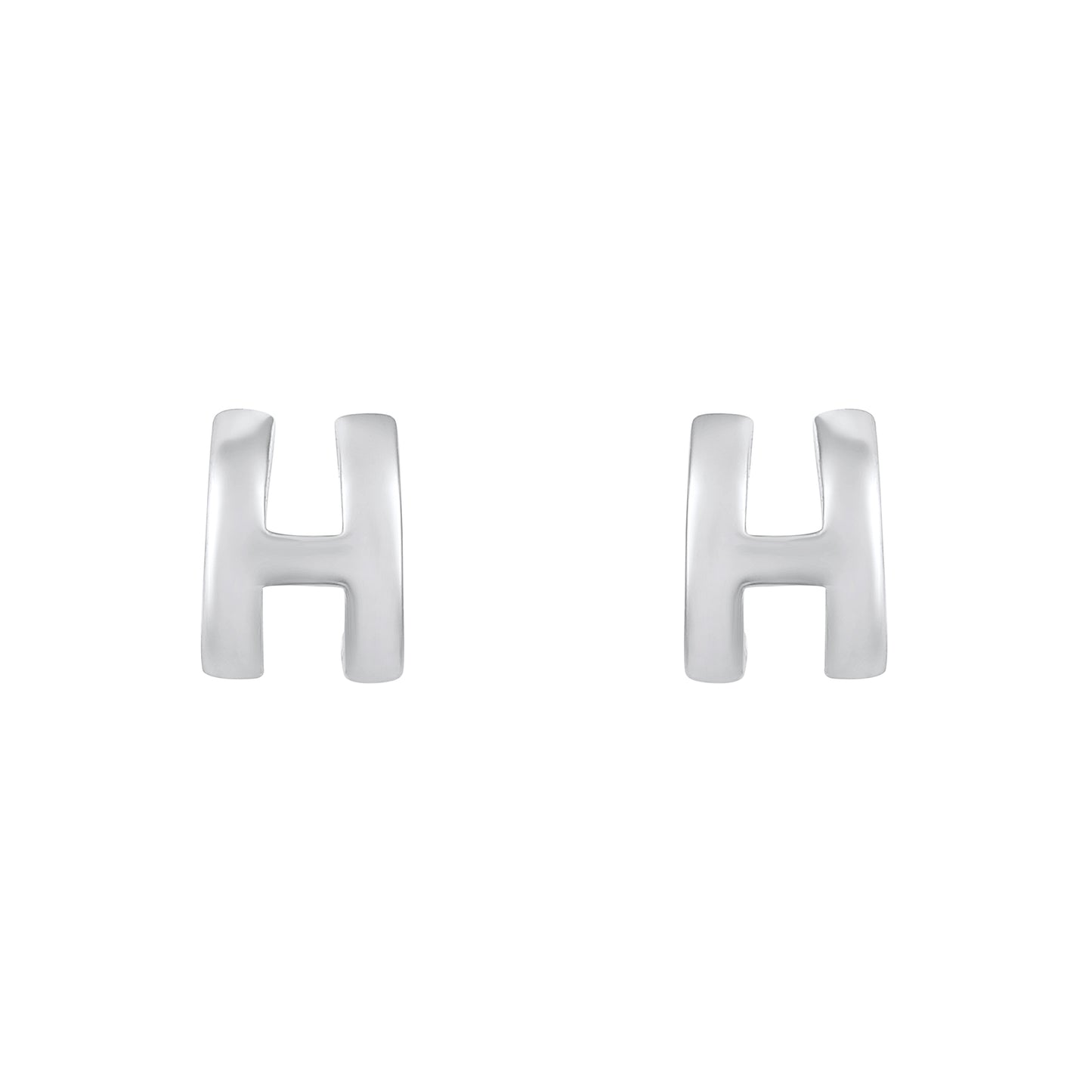 Embellished "H" Alphabet Silver Plated Zircon Set Of 3 Stud Earrings