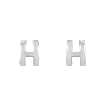 Embellished "H" Alphabet Silver Plated Zircon Set Of 3 Stud Earrings