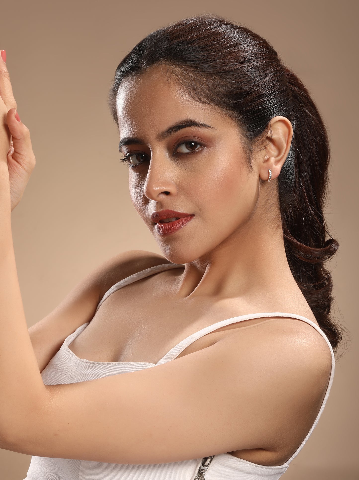 Round Shape 18KT Gold Plated Pearl and Zircon Set Of 3 Stud Earrings