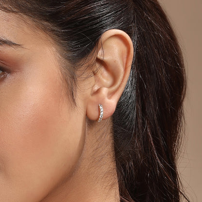 Round Shape 18KT Gold Plated Pearl and Zircon Set Of 3 Stud Earrings