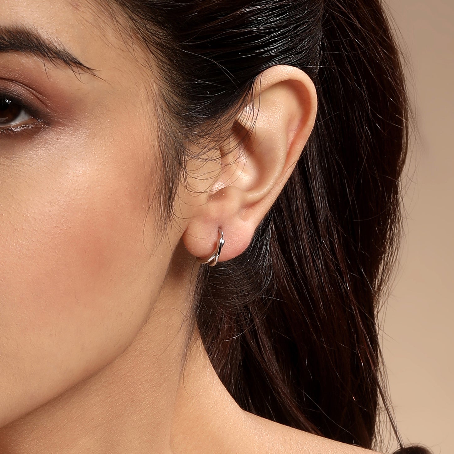 Circular Criss Cross Design Silver Plated Zircon Set Of 3 Stud Earrings
