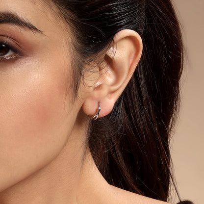 Circular Criss Cross Design Silver Plated Zircon Set Of 3 Stud Earrings