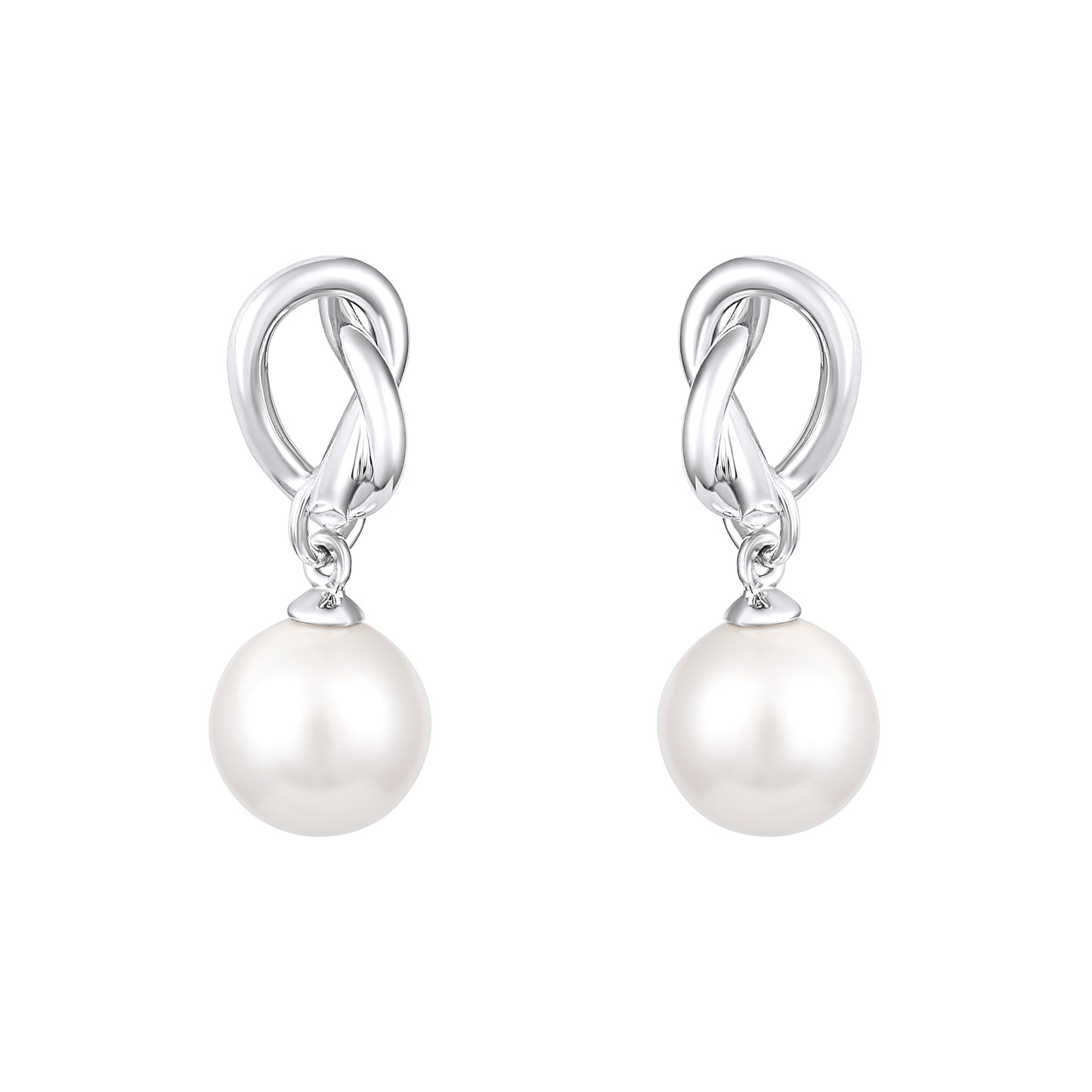 Heart and Butterfly Design Freshwater Pearl Silver Plated Set Of 3 Stud Earrings
