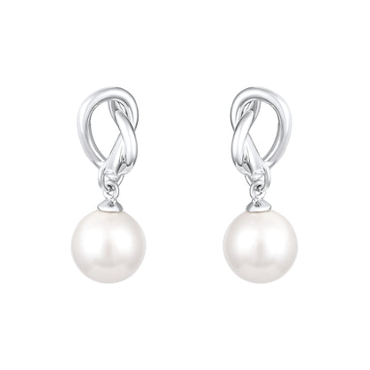 Heart and Butterfly Design Freshwater Pearl Silver Plated Set Of 3 Stud Earrings