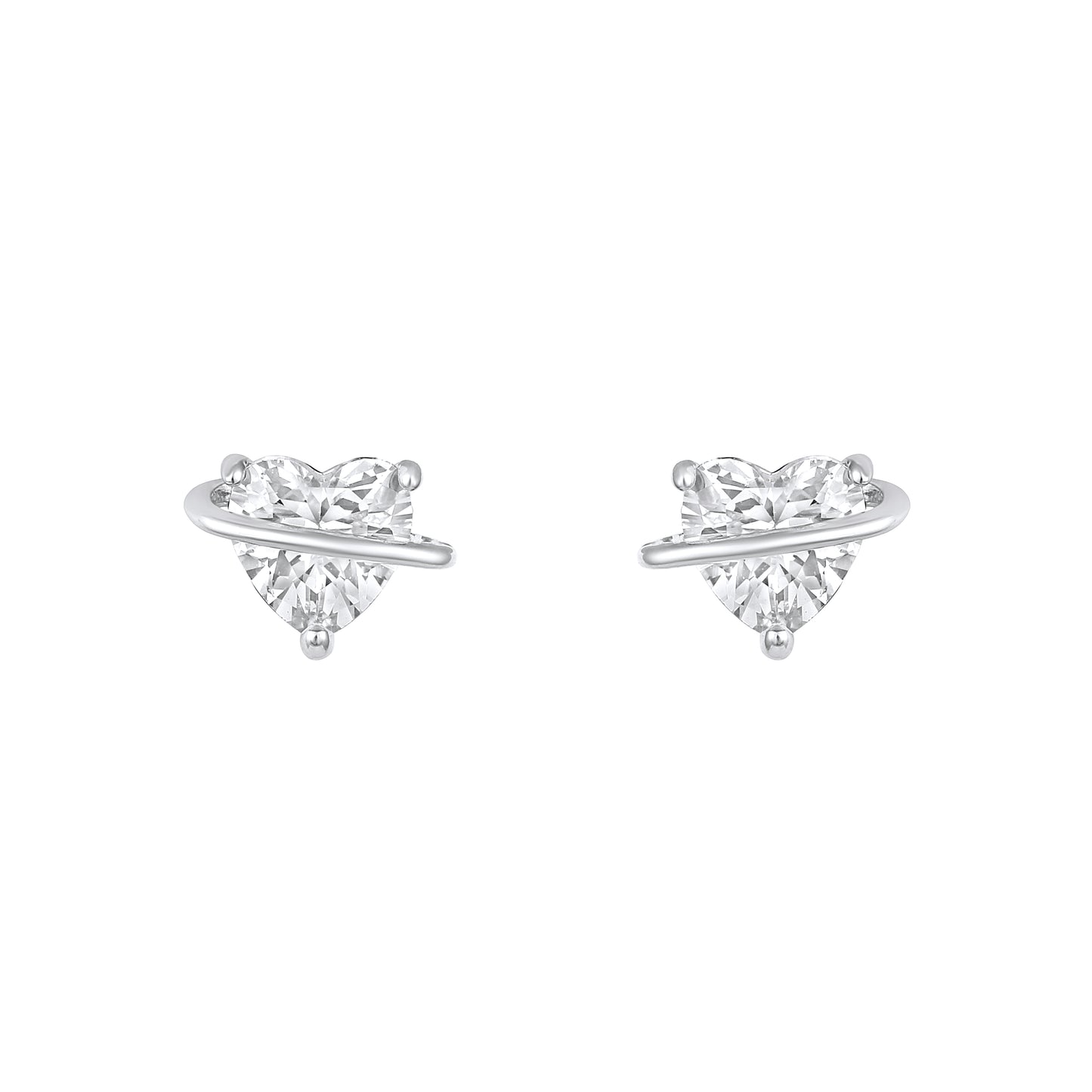 Heart and Butterfly Design Freshwater Pearl Silver Plated Set Of 3 Stud Earrings
