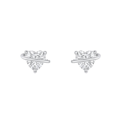 Heart and Butterfly Design Freshwater Pearl Silver Plated Set Of 3 Stud Earrings