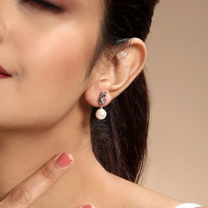 Heart and Butterfly Design Freshwater Pearl Silver Plated Set Of 3 Stud Earrings