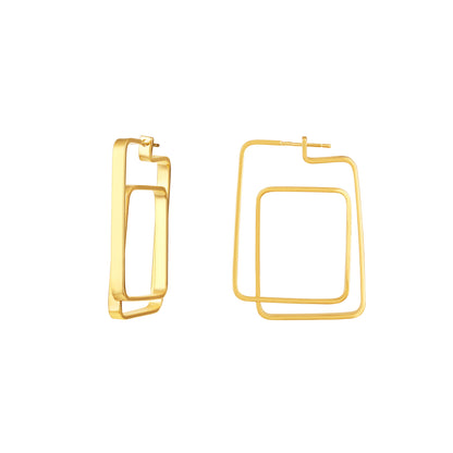 Geo-Link Square Shape 18KT Gold Plated Dangle Earring