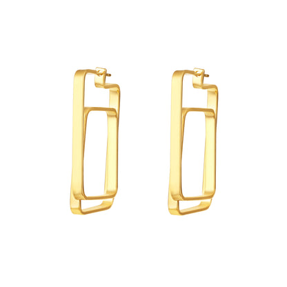 Geo-Link Square Shape 18KT Gold Plated Dangle Earring