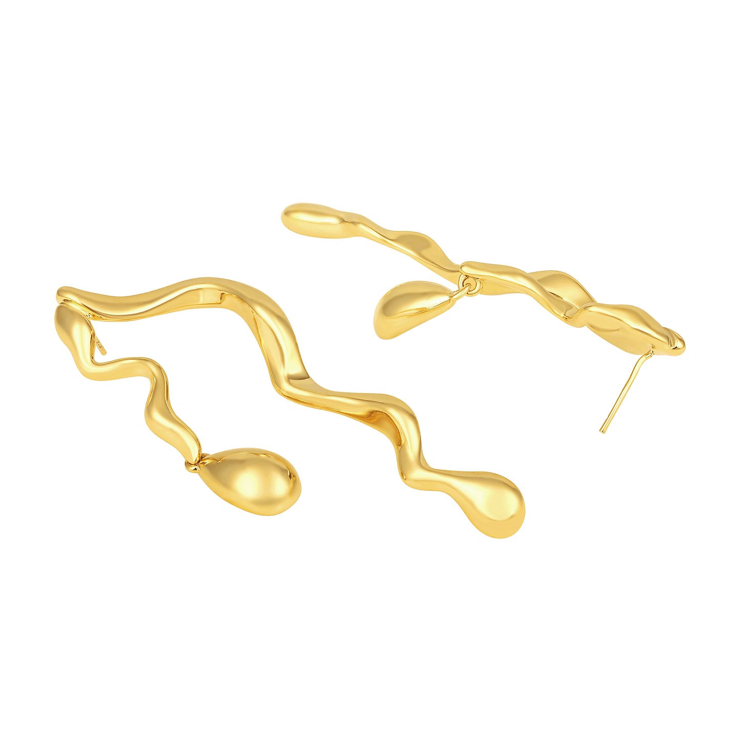 Curved Wave Drop 18KT Gold Plated Dangle Earring