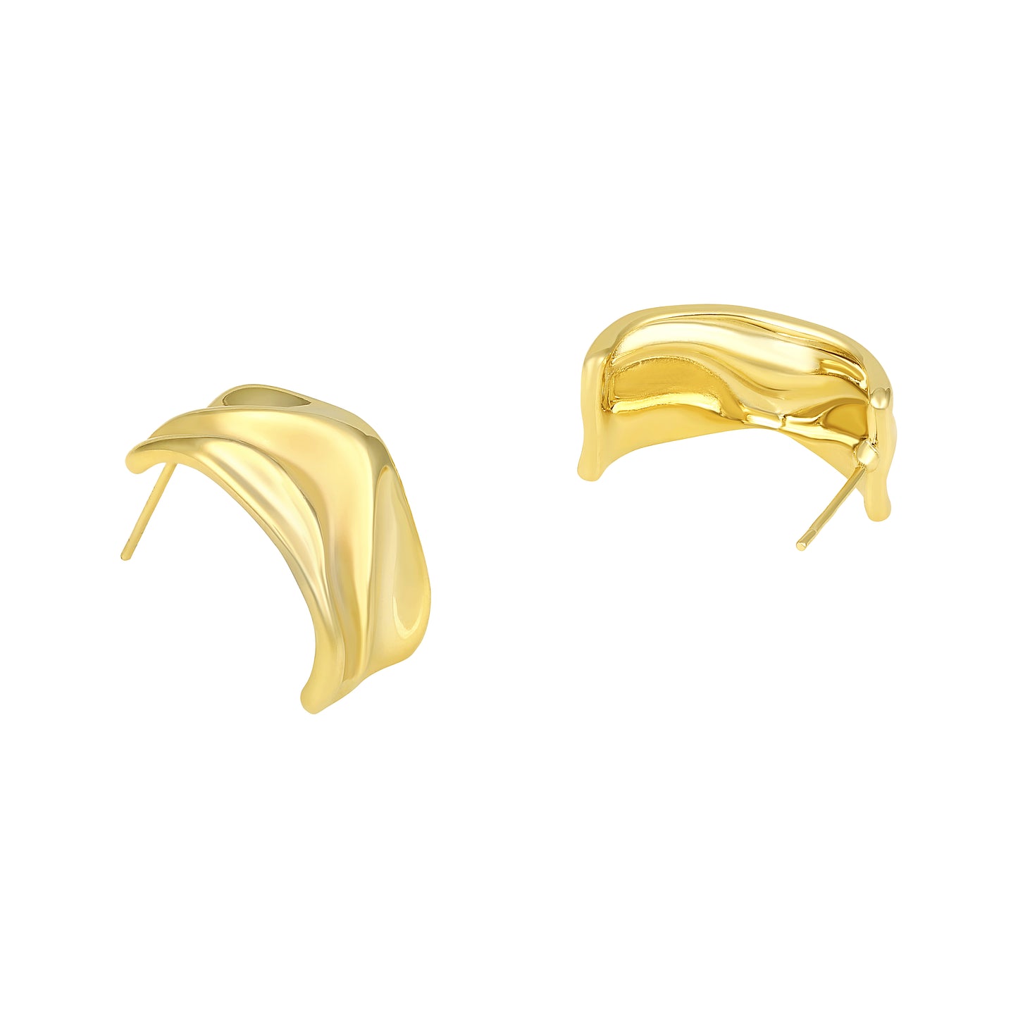 Molten "C" Shaped 18KT Gold Plated Stud Earring