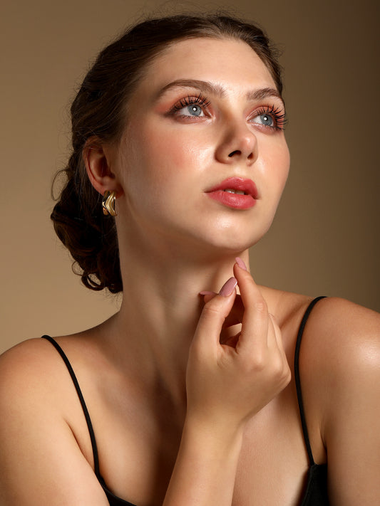 Molten "C" Shaped 18KT Gold Plated Stud Earring