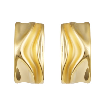 Molten "C" Shaped 18KT Gold Plated Stud Earring