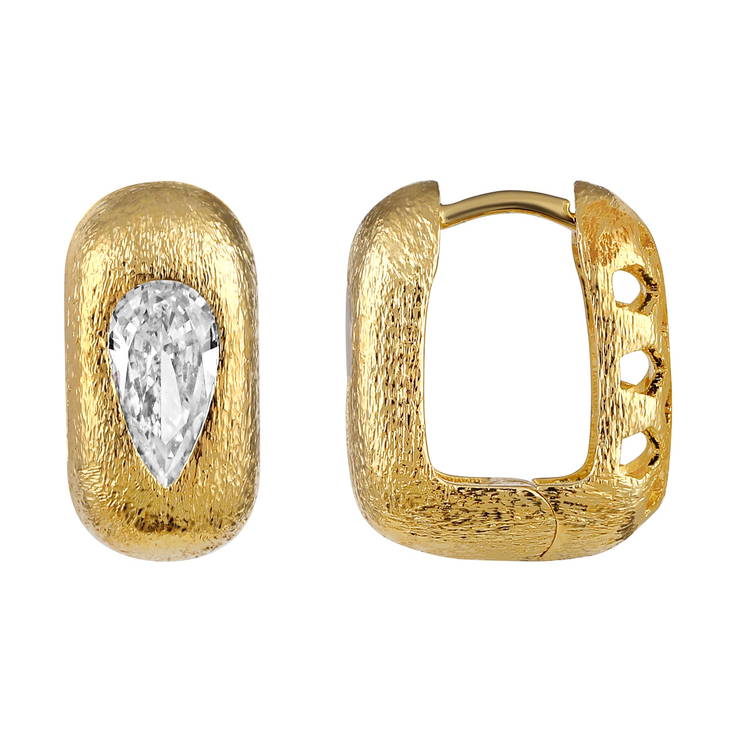 Square Shape 18KT Gold Plated Zircon Clip-On Drop Earring