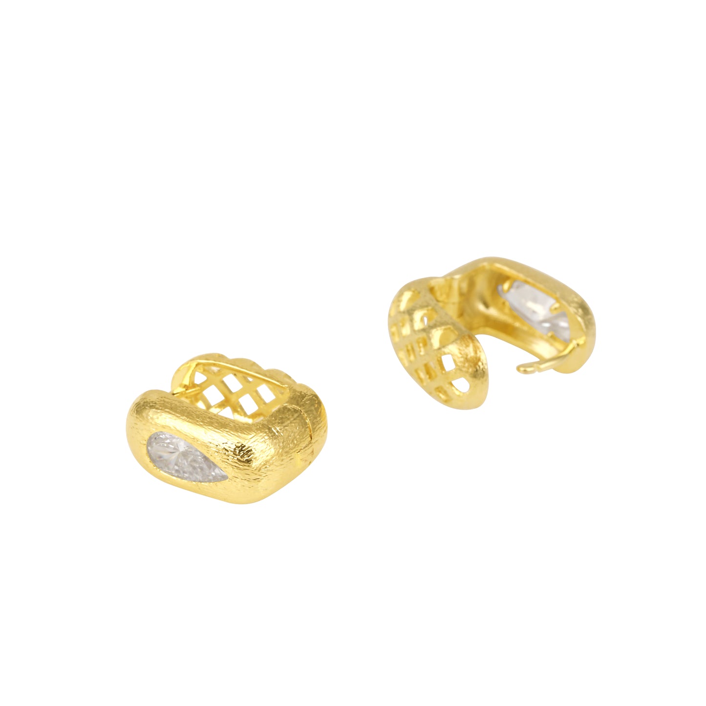 Square Shape 18KT Gold Plated Zircon Clip-On Drop Earring