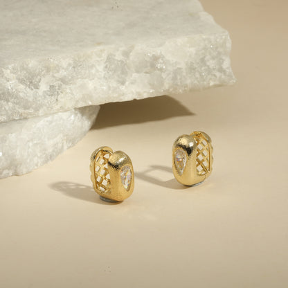 Square Shape 18KT Gold Plated Zircon Clip-On Drop Earring