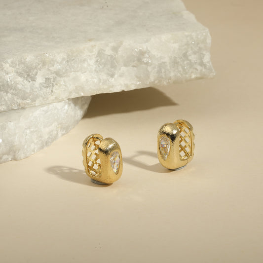 Square Shape 18KT Gold Plated Zircon Clip-On Drop Earring