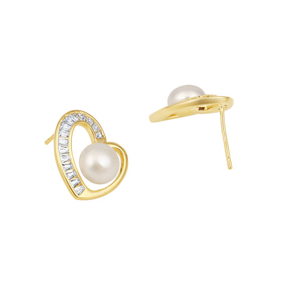 Heart Glow Romantic 18KT Gold Plated Zircon Pearl Drop Earring