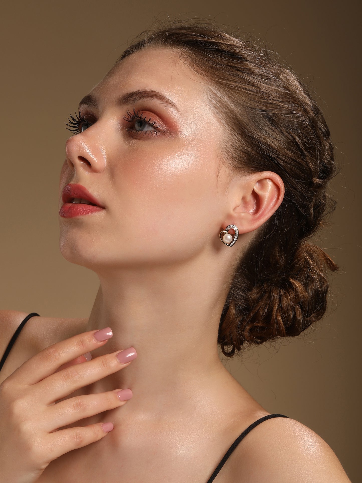 Heart Glow Romantic 18KT Gold Plated Zircon Pearl Drop Earring