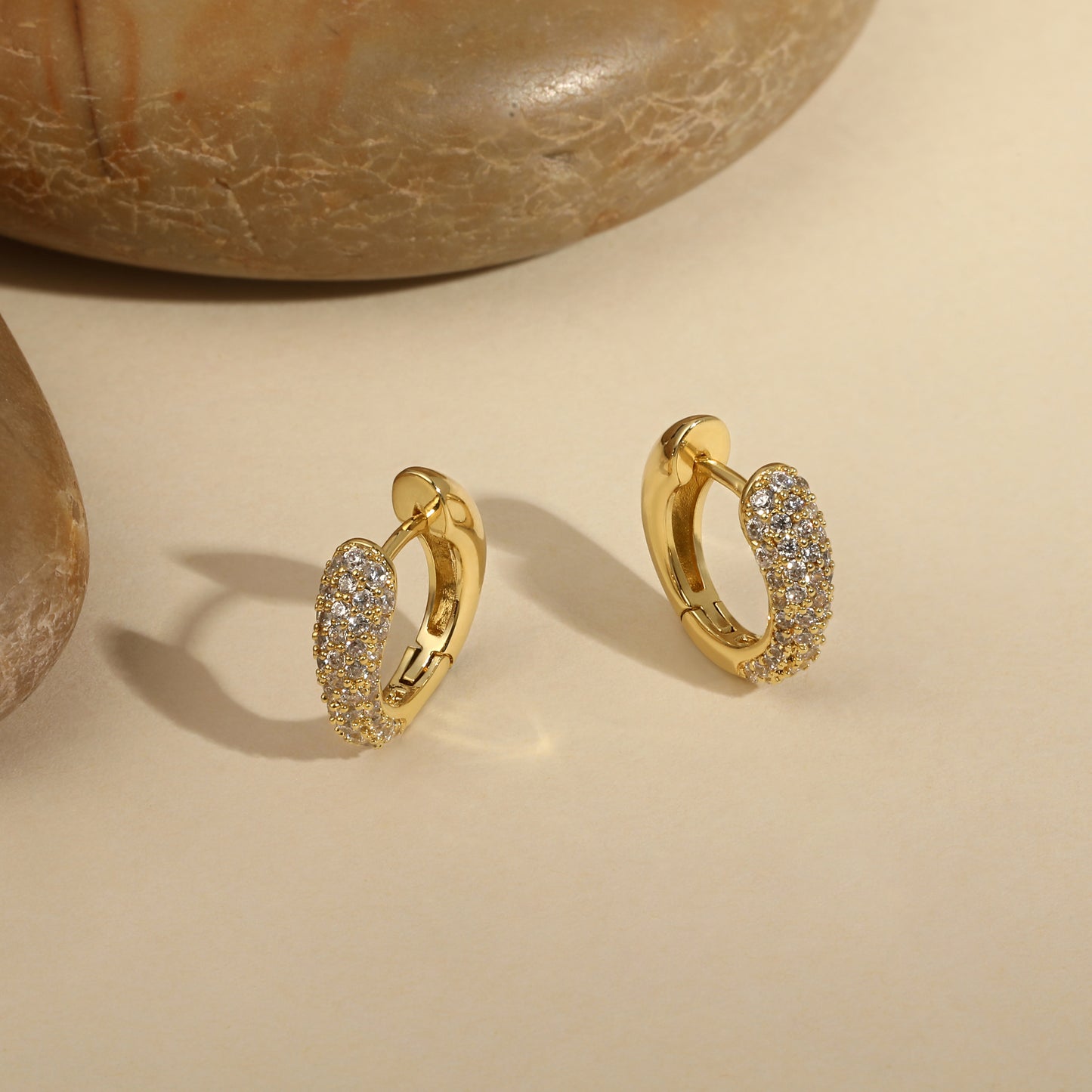 Circular Small Hoop 18KT Gold Plated Zircon Drop Earring