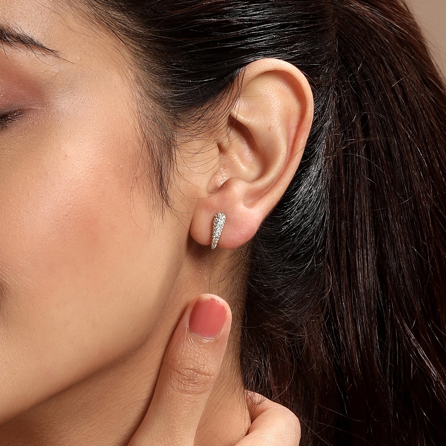 Circular Small Hoop 18KT Gold Plated Zircon Drop Earring