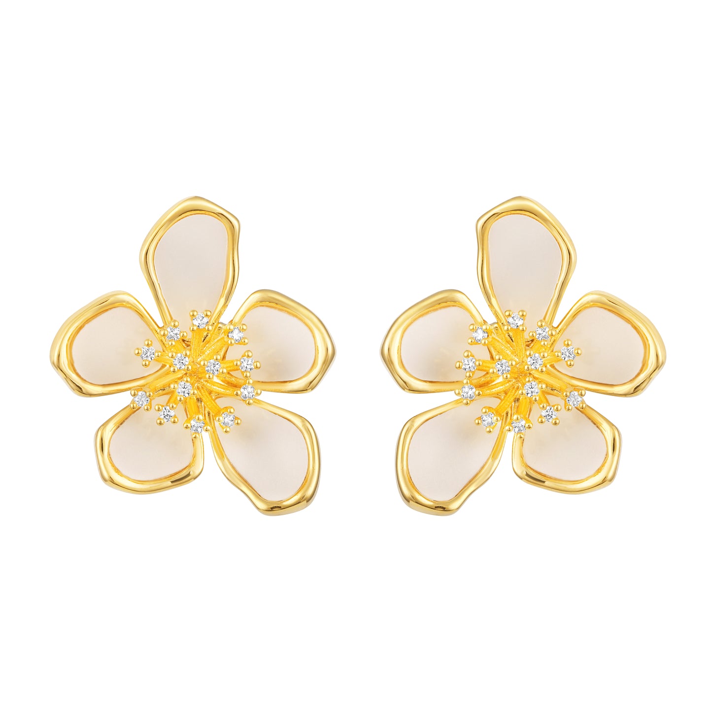 Floral Shine Design 18KT Gold Plated Zircon Stud Earring