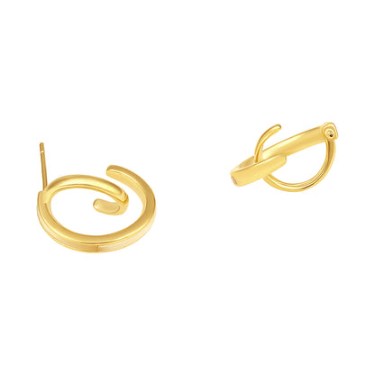 Enamel Double "C" Shaped 18KT Gold Plated Drop Earring