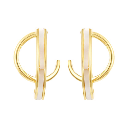 Enamel Double "C" Shaped 18KT Gold Plated Drop Earring