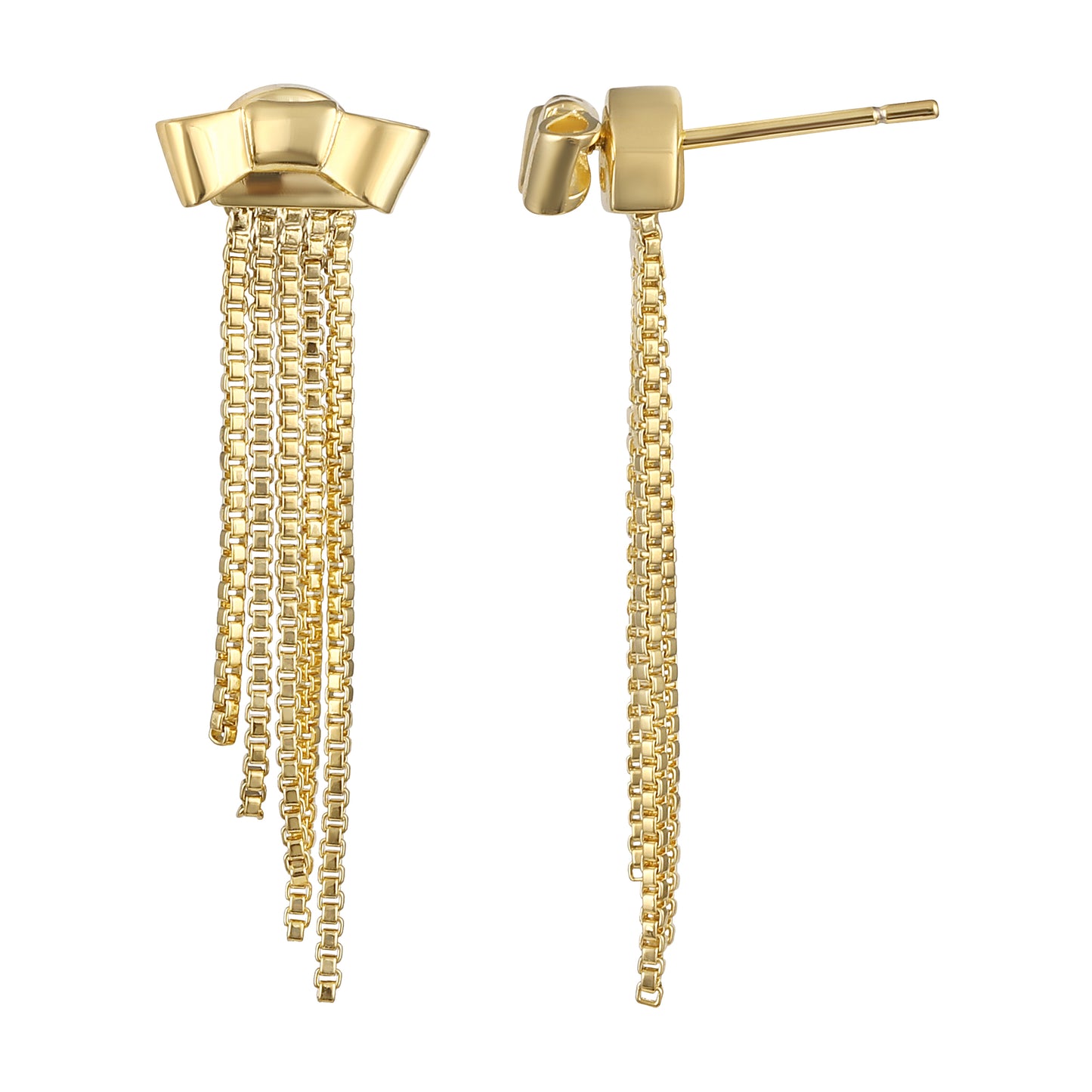 Chain Drop Bow 18KT Gold Plated Dangle Earring