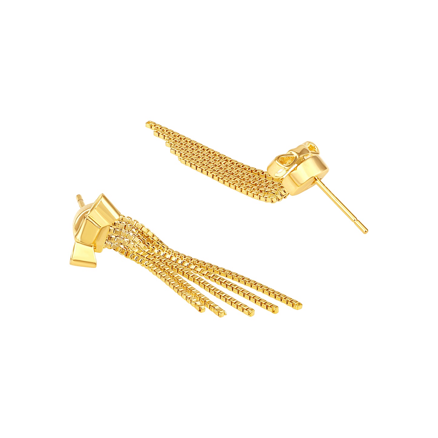 Chain Drop Bow 18KT Gold Plated Dangle Earring