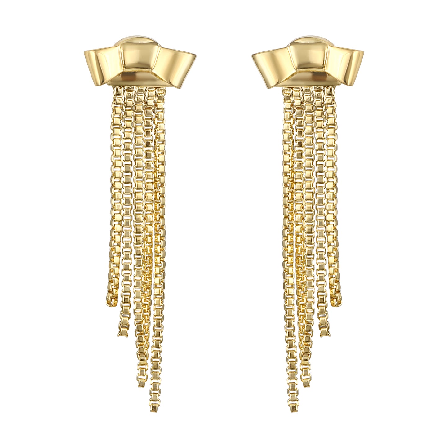 Chain Drop Bow 18KT Gold Plated Dangle Earring